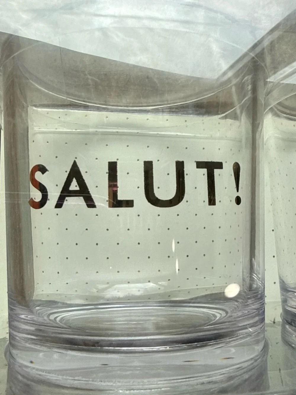 kate spade Pink Acrylic Tumblers with Gold Salut and Cheers Lettering